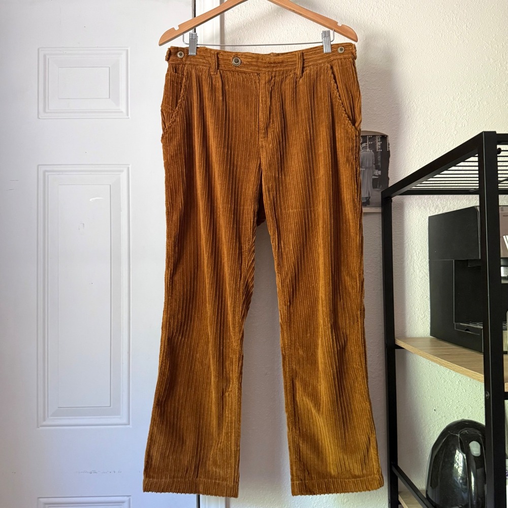CORRIDOR mustard brown corduroy cotton straight leg trousers pants